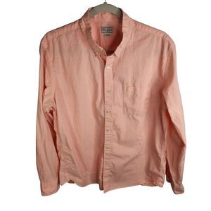 J. Crew Mens Size Large Quality Woven Cotton Button Down Shirt Peach Long Sleeve